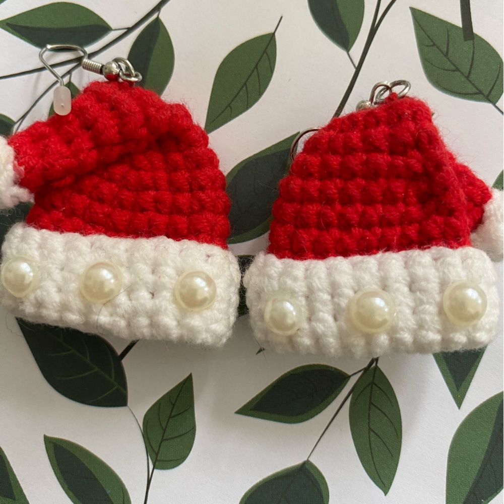 Festive Red and White Santa Hat Earrings